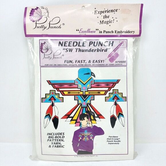 Vintage PRETTY PUNCH Needle Hook Embroidery Kit Aztec Southwestern - Lot of 2 - Picture 2 of 6